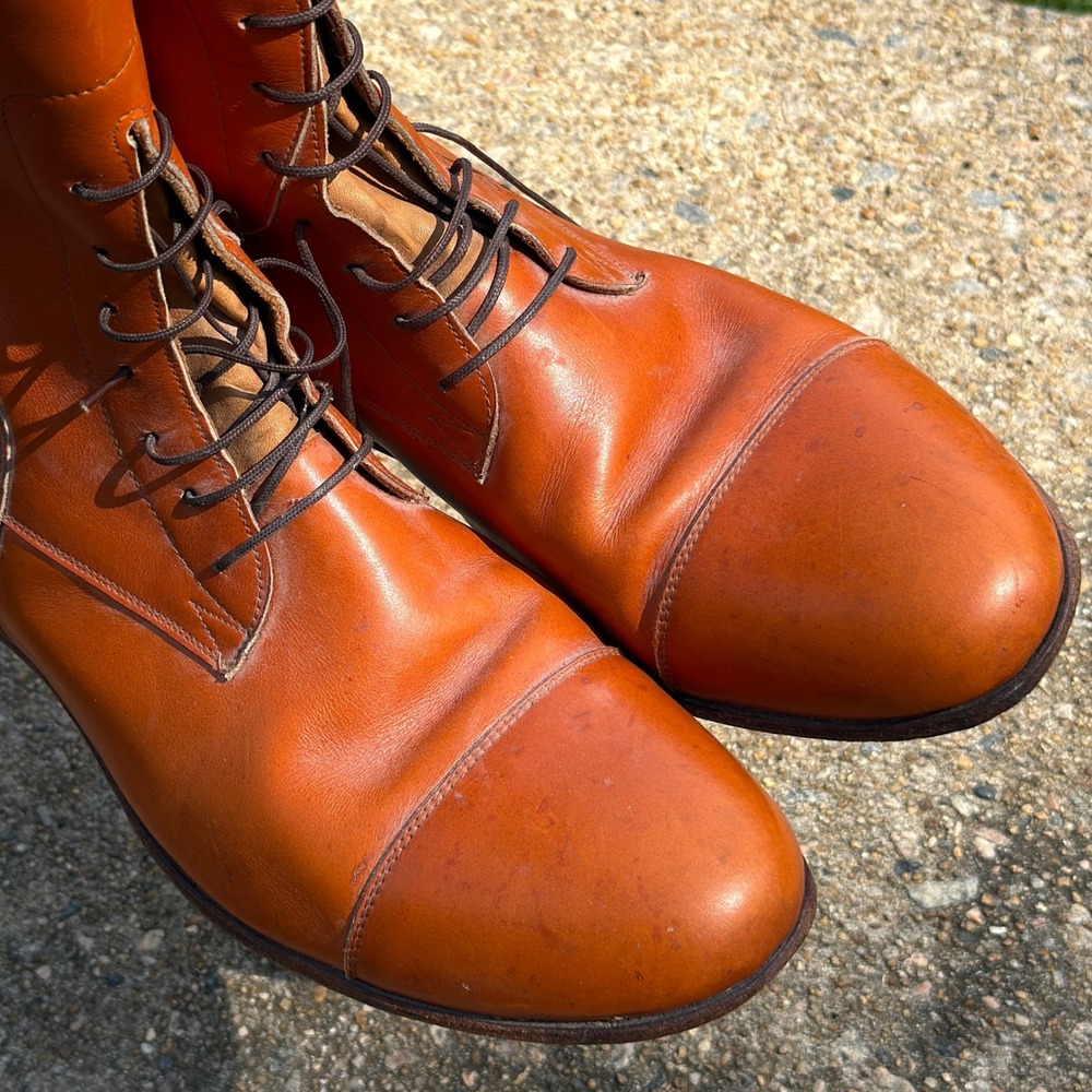 Der-Dau Field Boots Custom Handmade Leather Equestrian Riding Lace Up Cap Toe 12 - Picture 10 of 10